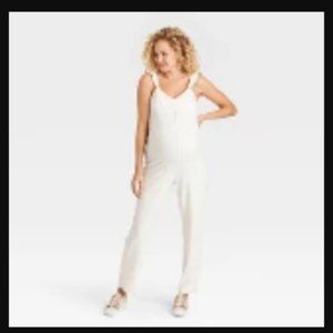 The Nines by HATCH™ Flutter Short Sleeve Maternity Jumpsuit Creamy White XS